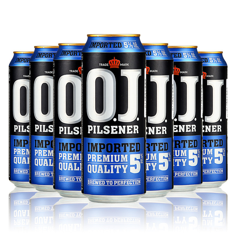 啤酒比利时进口oj5小麦欧铂珑白500ml24听整箱啤酒