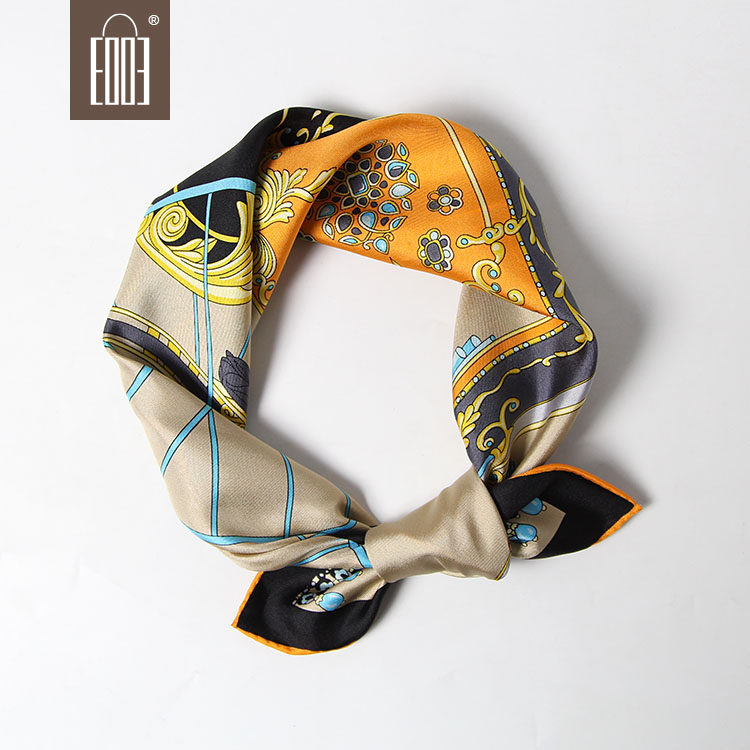 华丽头巾方巾真丝斜纹高端领巾宫廷围巾蚕丝围巾