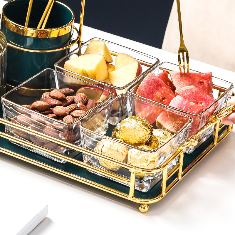 干果收纳盒密封罐酒店ktv美容院轻奢水果盘下午茶零食点心茶点盘