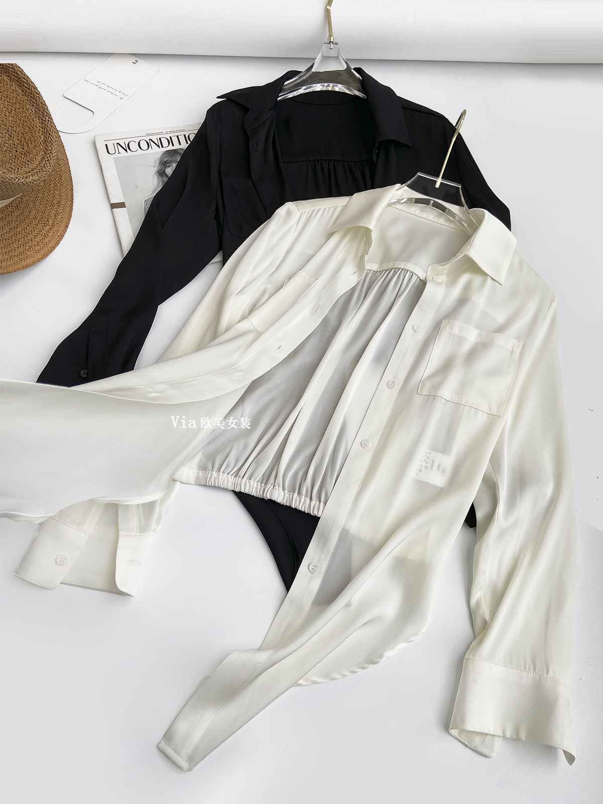 原厂品质轻奢真丝衬衫下摆蝴蝶结口袋绑带长袖衬衫