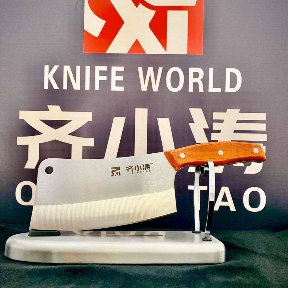 正品齐小家用菜刀水波波纹锻打全钢切肉刀切片菜刀