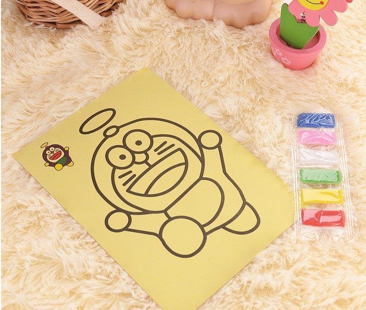 元旦儿童黄底沙益智游戏创意砂画宝宝手工diy绘画沙画
