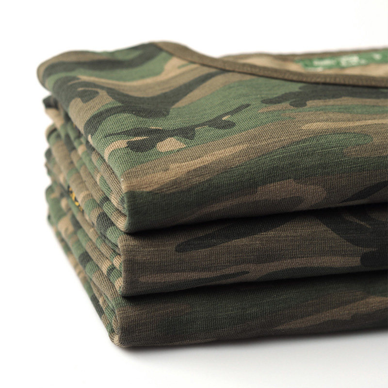 红风纯棉迷彩口袋250g重磅竹节面料男女通用t恤