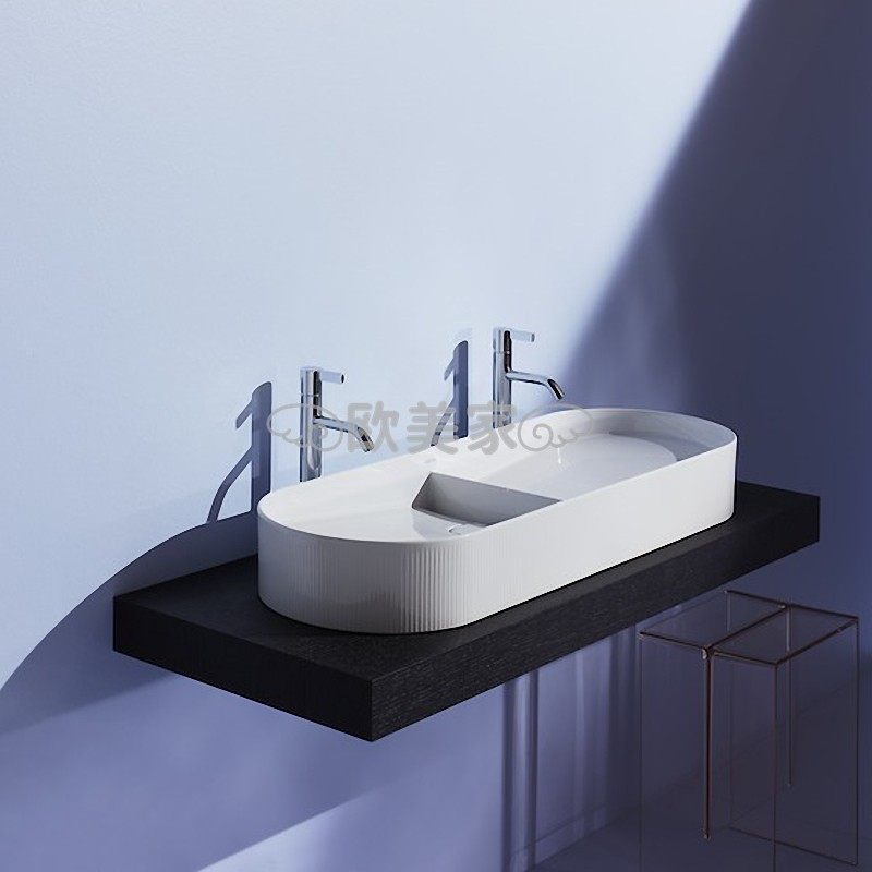 瑞士进口劳芬sonar系列无孔陶瓷台上双盆面盆台上盆