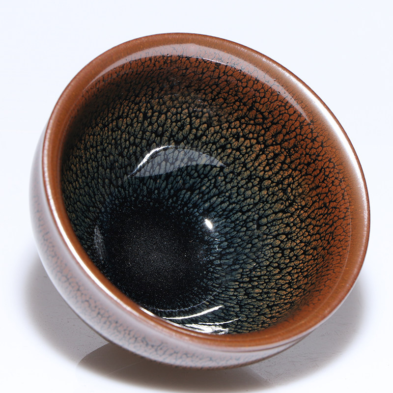 正宗建阳建盏茶杯 黄油滴鹧鸪斑束口将军杯陶瓷杯茶具主人杯茶盏