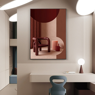 北欧风格装饰画客厅艺术画餐厅墙挂画建筑空间简约现代卧室创意画