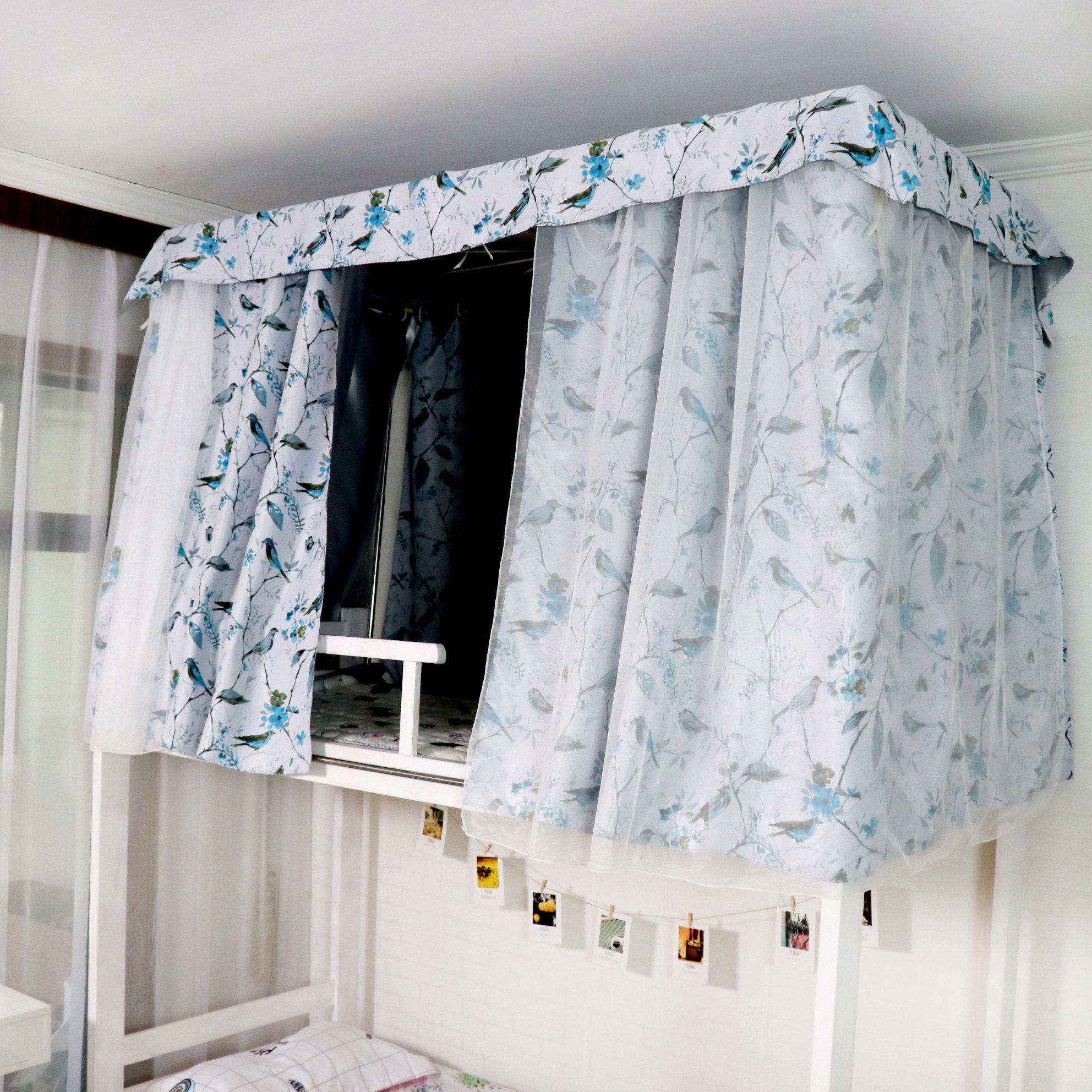 学生床帘蚊帐一体式 遮光布单人上下铺床幔帘子简约ins风宿舍神器