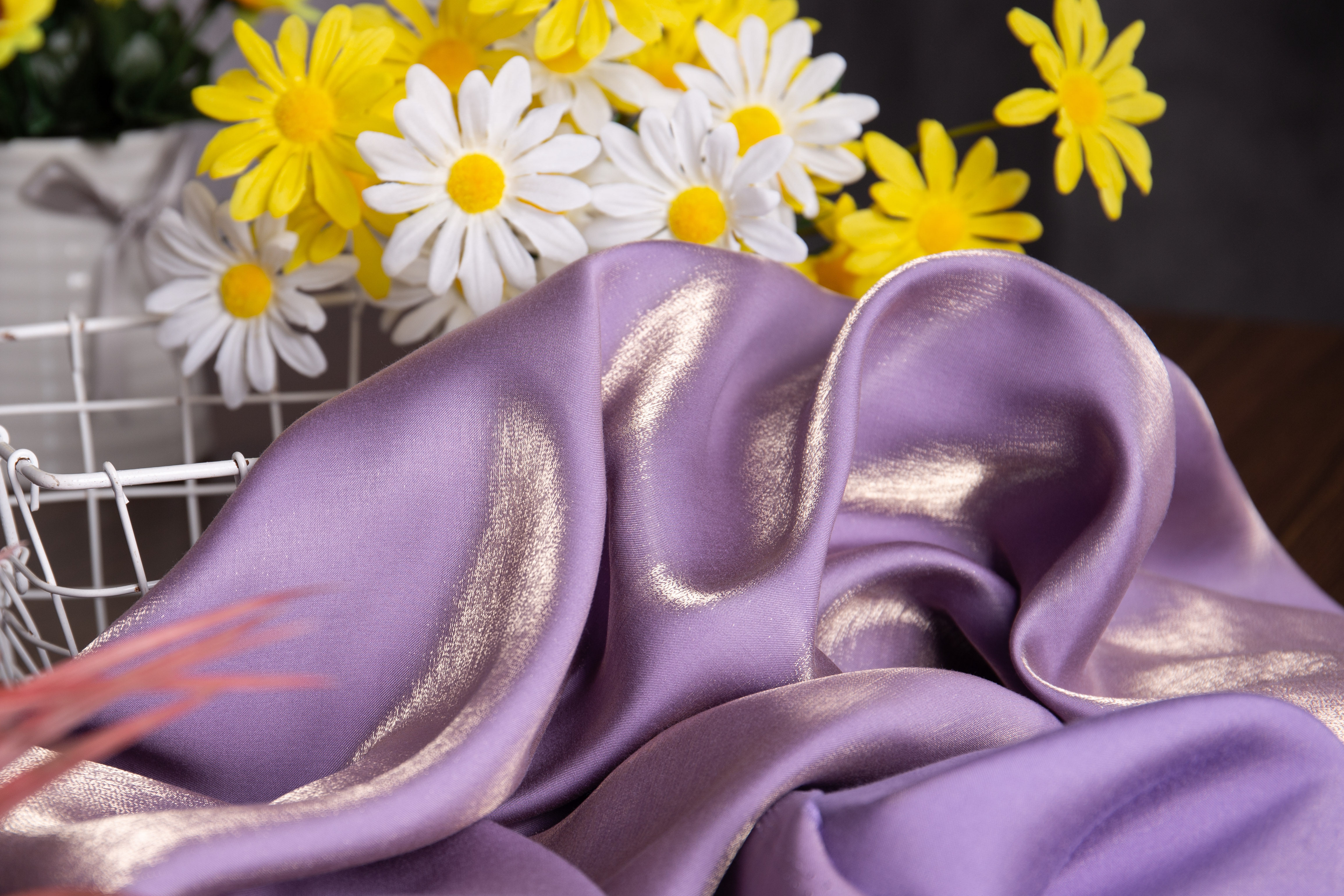 金光紫色人鱼渐变琉璃金银丝光光泽礼服布料海绵垫