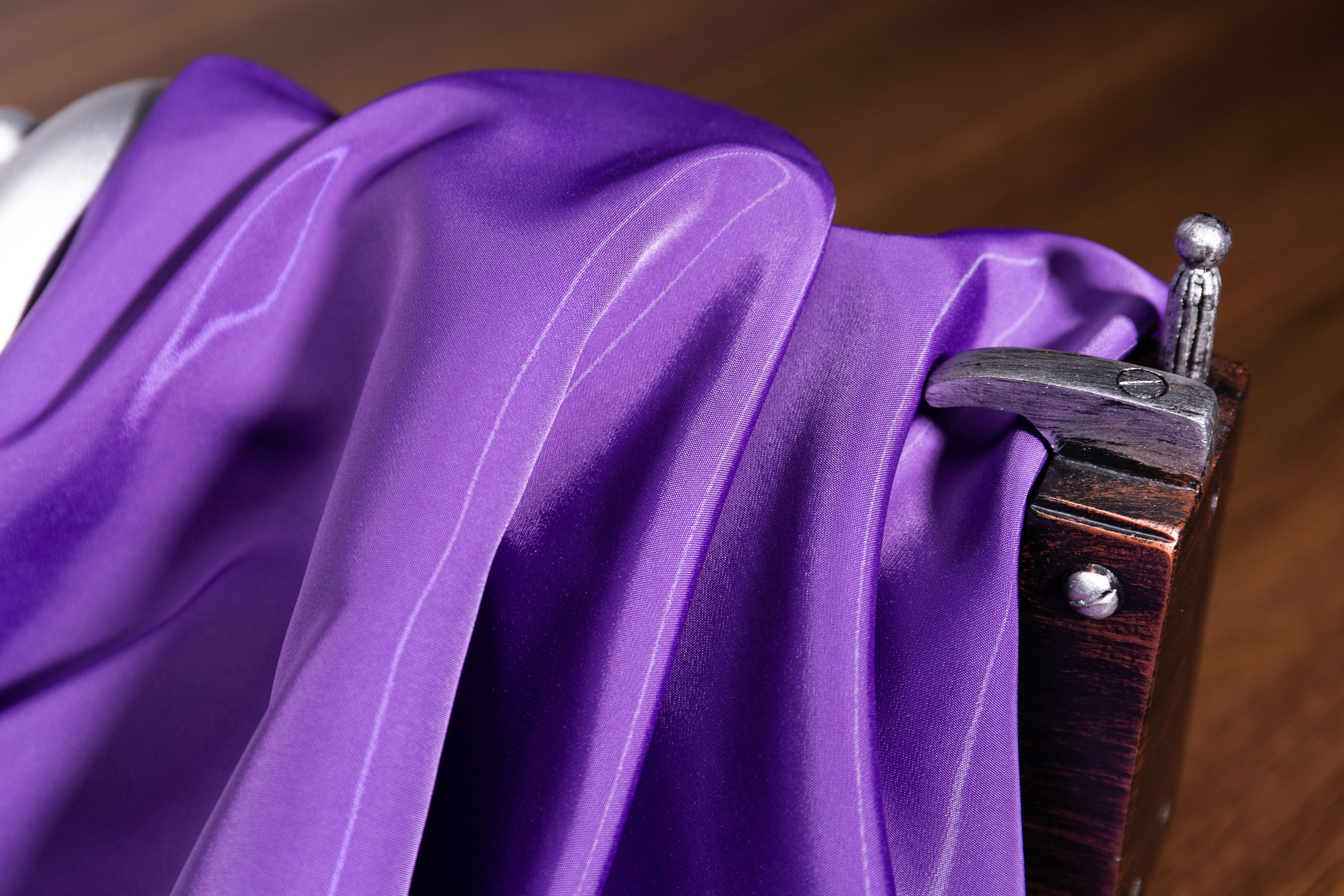 紫色紫罗兰潮流外套面料水晶有光泽风衣裤子礼服海绵垫