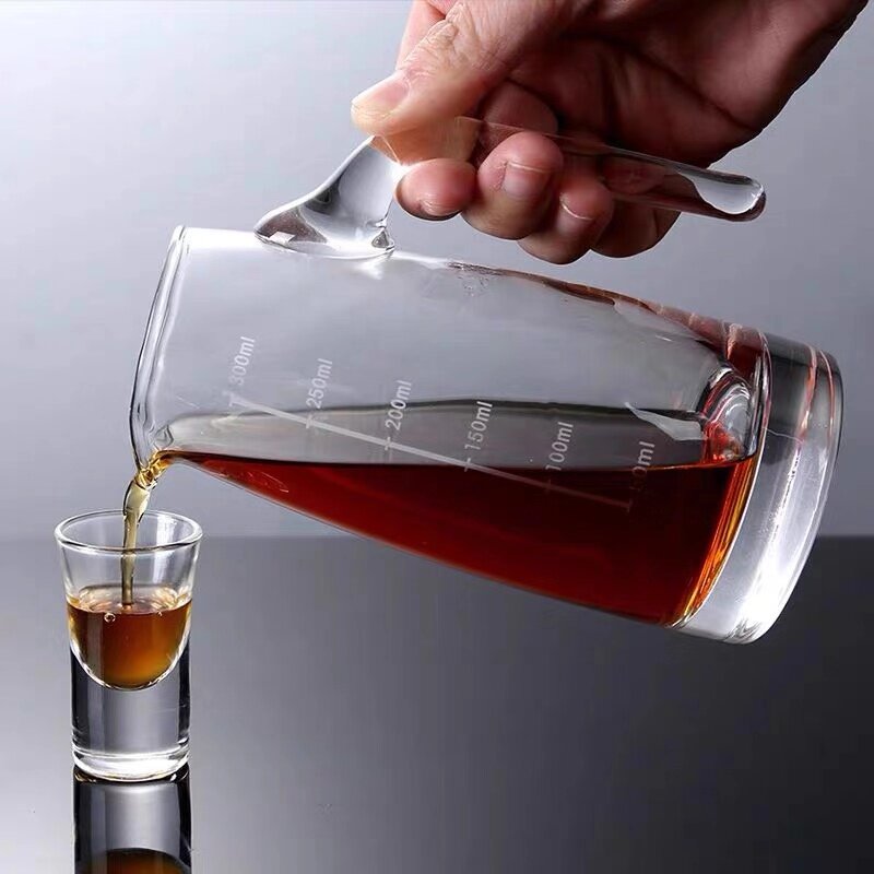 酒器家用玻璃醒酒刻度酒壶红酒洋酒扎壶500ml醒酒器