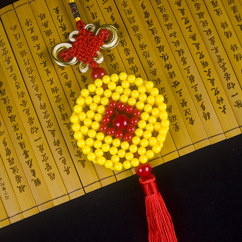 成品手工串珠中国结流苏车挂招财元宝铜钱车内车挂