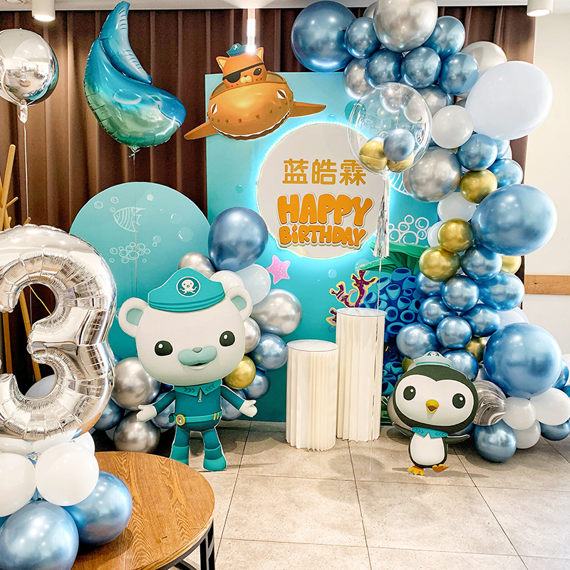 海底小纵队主题生日装饰场景布置儿童男孩宝宝派对气球