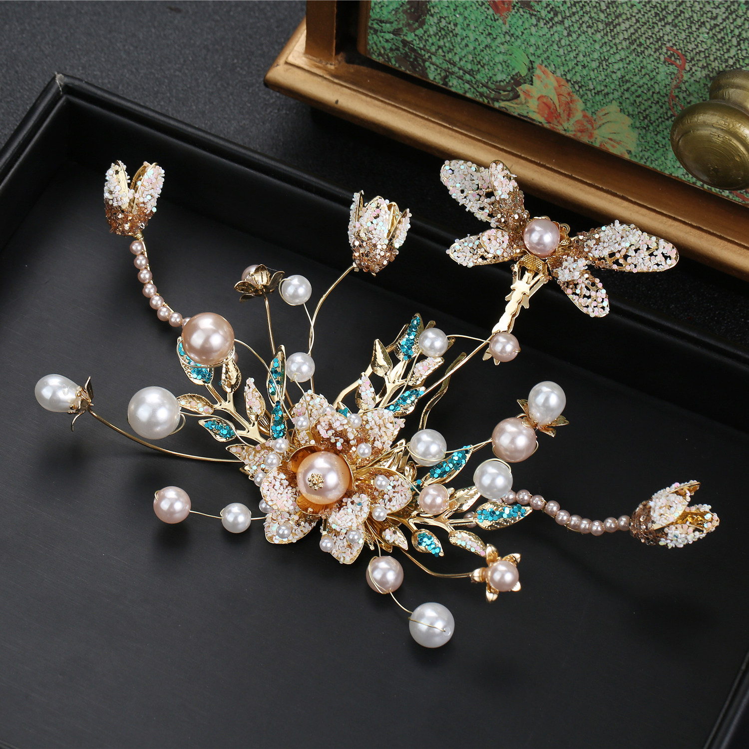 2020新款秀禾头饰中式婚礼金色流苏步摇凤冠发饰