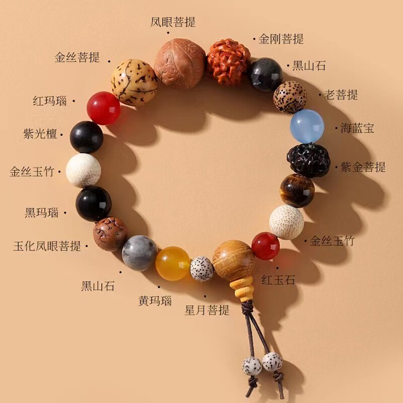 山西十八籽菩提手串18籽十八子多宝佛珠手持护身符手链男女护身符