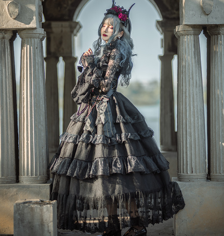 现货圣和咏叹调花嫁op长款lolita哥特长袖姬袖lolita洛丽塔