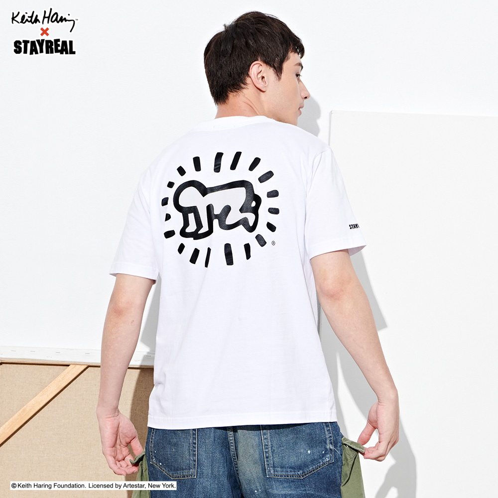 stayreal凯斯哈林keithharing联名logo潮牌男女情侣潮流t恤
