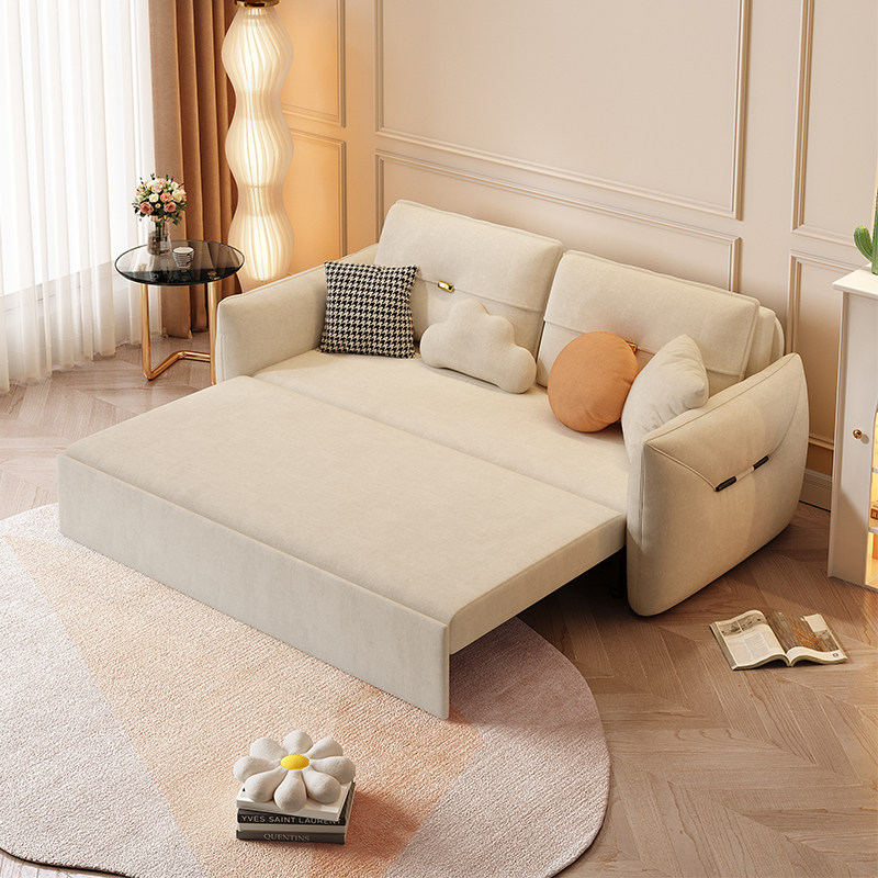 科技可折叠抽拉坐卧双人客厅户型小户两用布轻奢沙发床