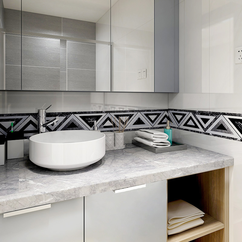 卫生间厨房欧式腰线贴纸自粘防水防油客厅卧室装饰踢脚线墙贴画