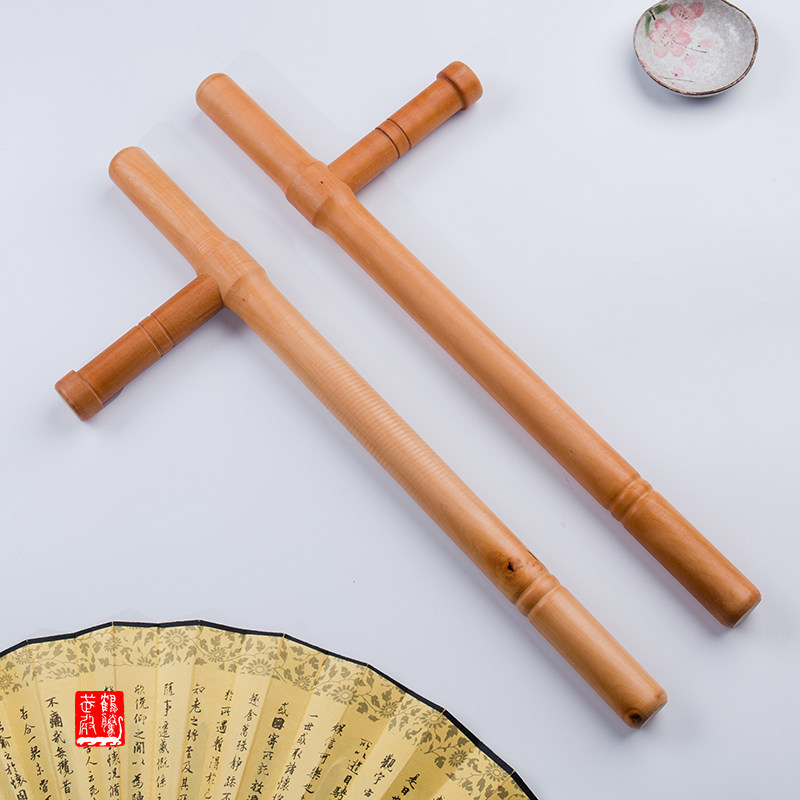 精品梨木双拐浮萍木制武器丁字东方棍武术兵器t型棍