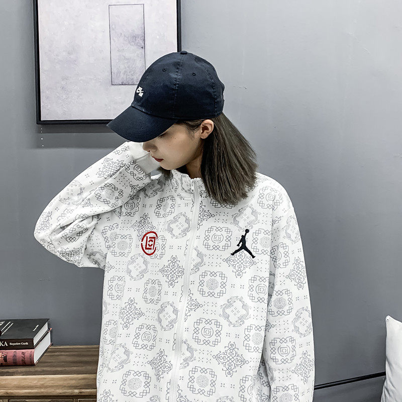 潮牌clot联名aj飞人立领外套陈冠希暗纹丝绸卫衣