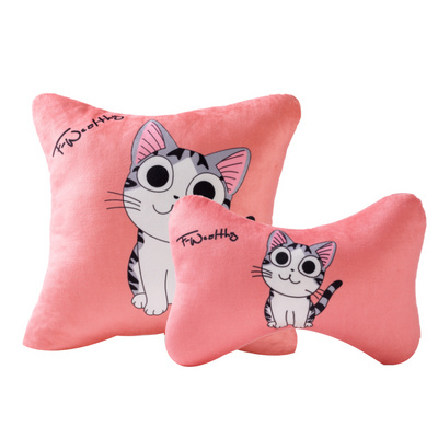 汽车头枕车用靠枕一对可爱卡通护颈枕创意车载腰靠抱枕头四件套装