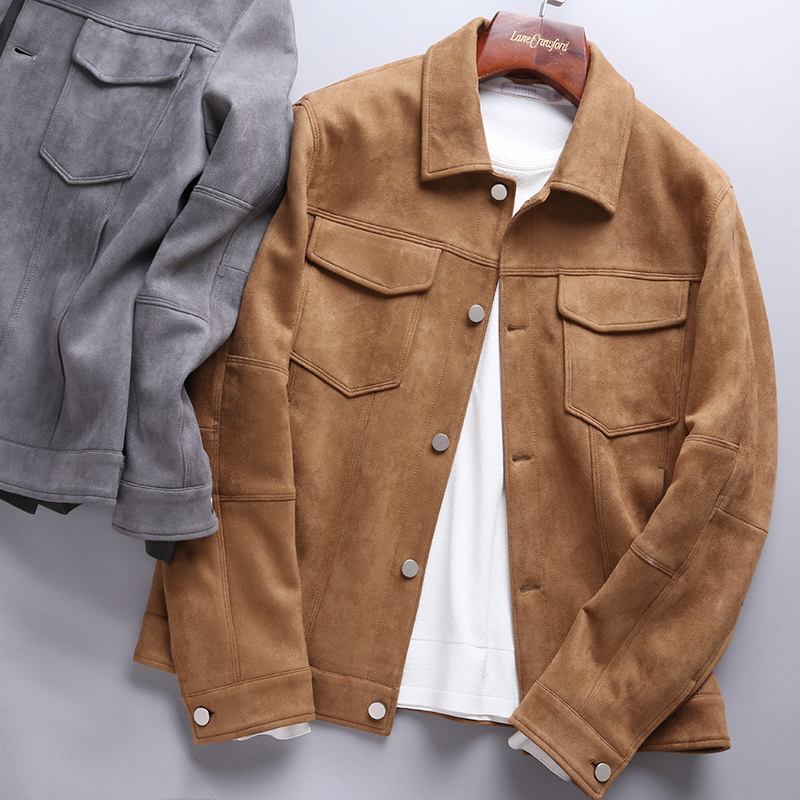 雅痞绅士 高品质弹力麂皮绒 春秋款男士翻领休闲夹克外套 DAJ271