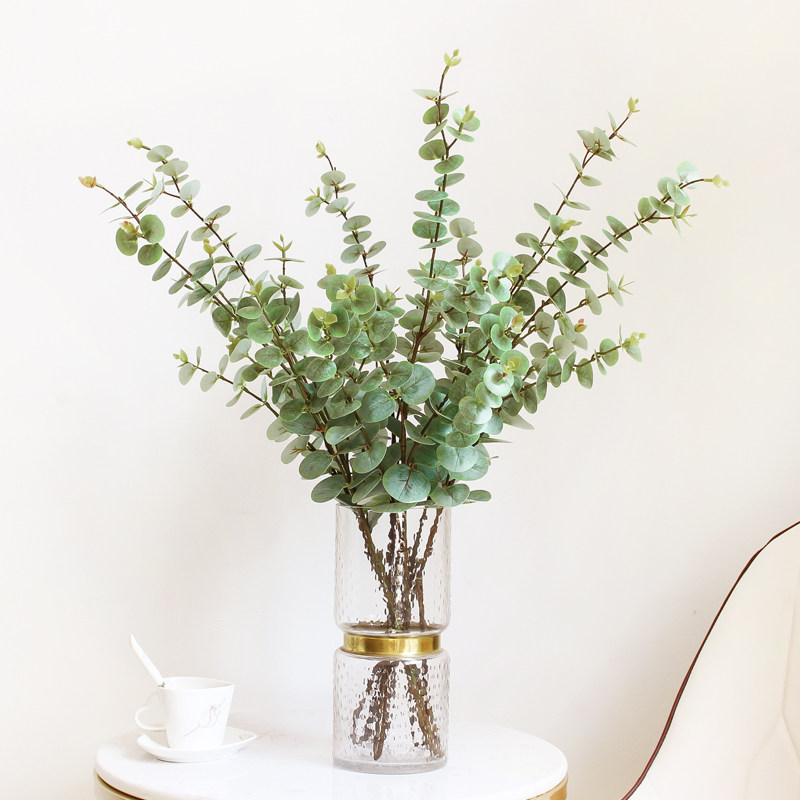 仿真摆件绿植草绿金钱单枝配草插花家居装饰尤加利仿真花