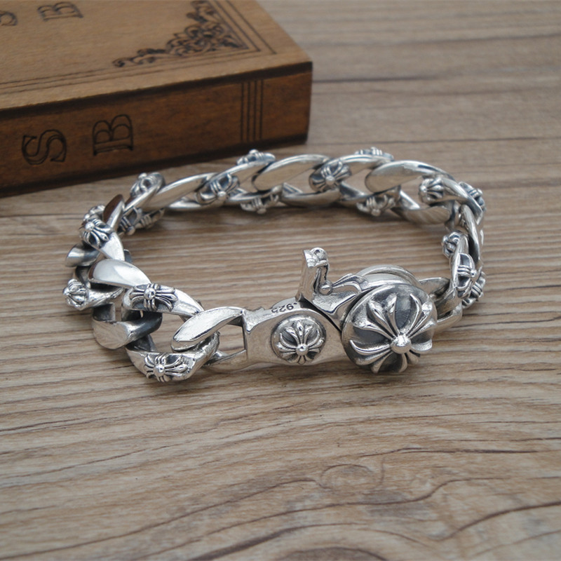 手链s925纯银复古泰银欧美欧美时时尚十字个性手链