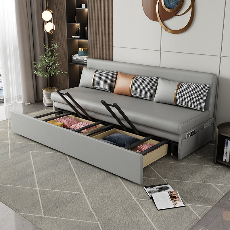 科技双人两用坐卧客厅户型小户多功能布沙发抽拉沙发床