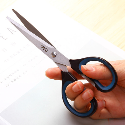 上海得力剪刀小号长剪刀手工剪子家用安全剪办公剪刀不锈钢圆头小剪刀