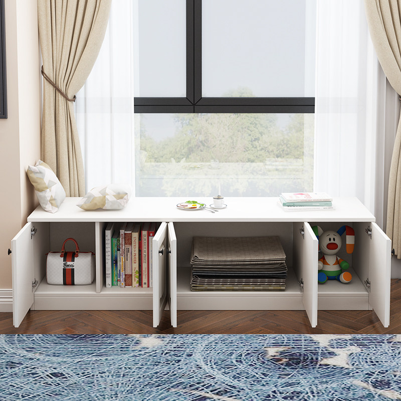 定制实木飘窗柜阳台柜地柜储物柜可坐落地飘窗柜