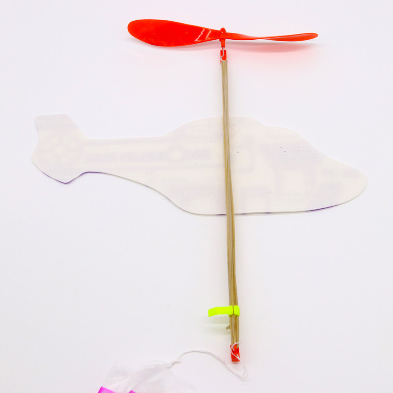 橡筋伞降直升机飞机降落伞中小学生比赛模型橡皮筋动力飞机模型