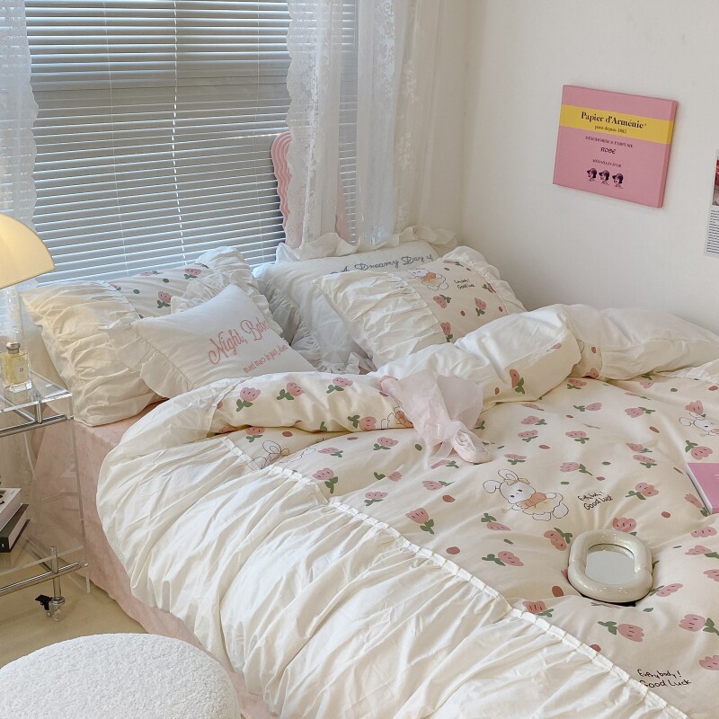 双人卧室宿舍件套四件床单双人床单人斜纹纯棉床品套件