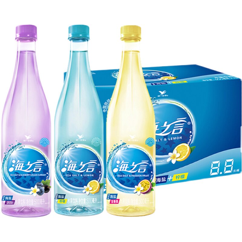 统一海之言柠檬百香果味500ml瓶装整箱地中海海盐果味