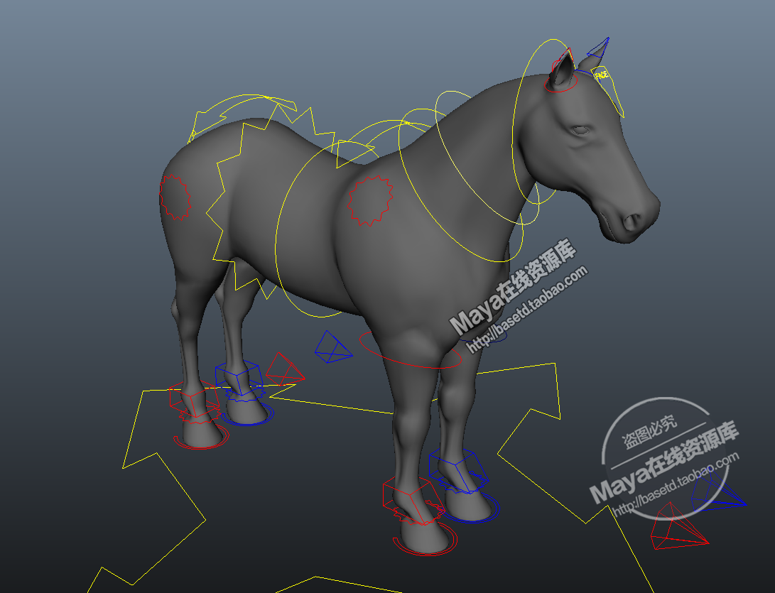 maya 模型 素材 写实 动物 马 绑定非常好