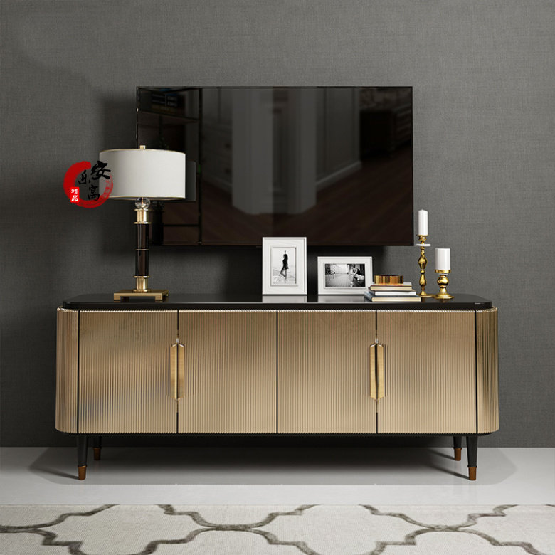 轻奢现货美式电视柜不锈钢客厅港式金属装饰柜组电视柜