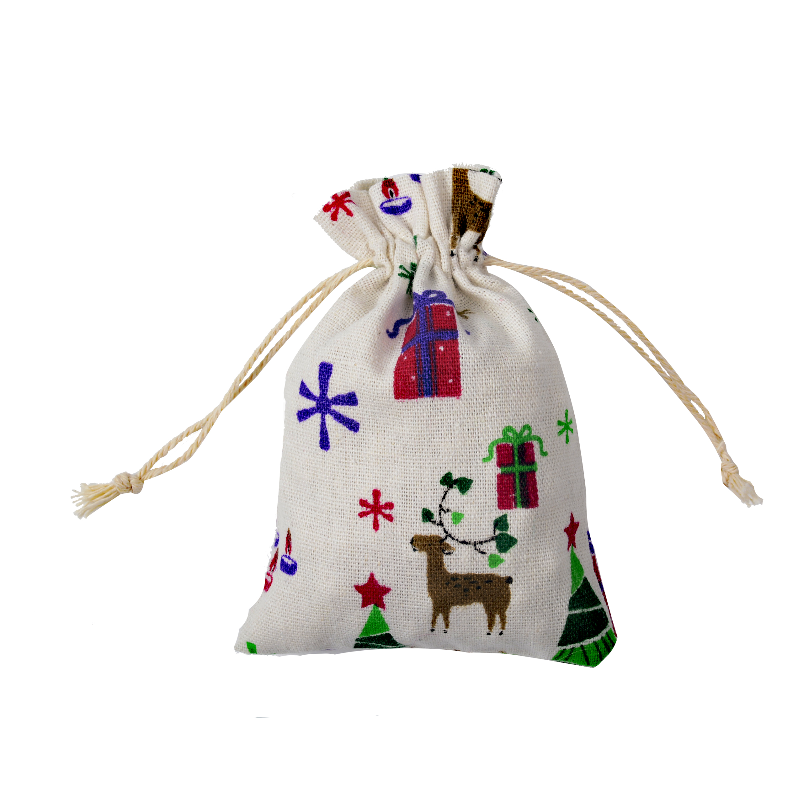 雪花圣诞束口袋手工布袋子抽绳袋香薰珠宝袋小麻袋圣诞礼品小布袋