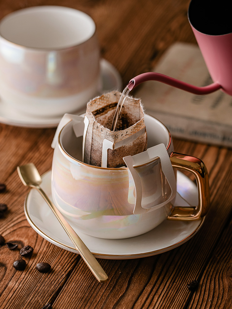 咖啡杯欧式奢华ins陶瓷碟网高档金边咖啡杯