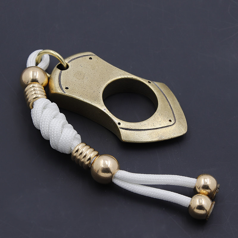 黄铜指虎钥匙扣挂件防狼神器男女防身戒指拳刺钥匙扣