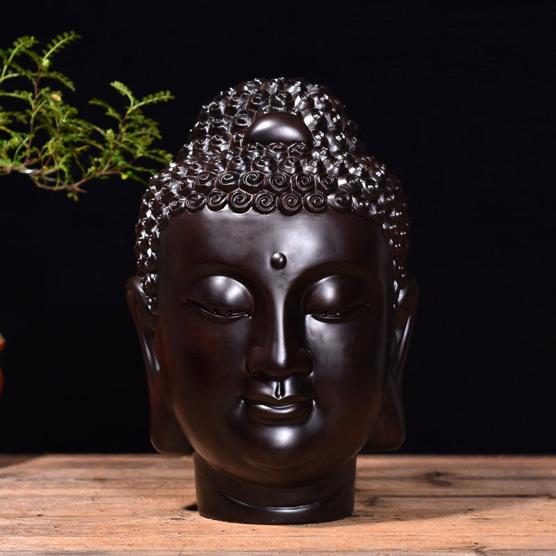 檀木木雕释迦摩尼佛像摆件释迦牟尼头像实木木质木雕