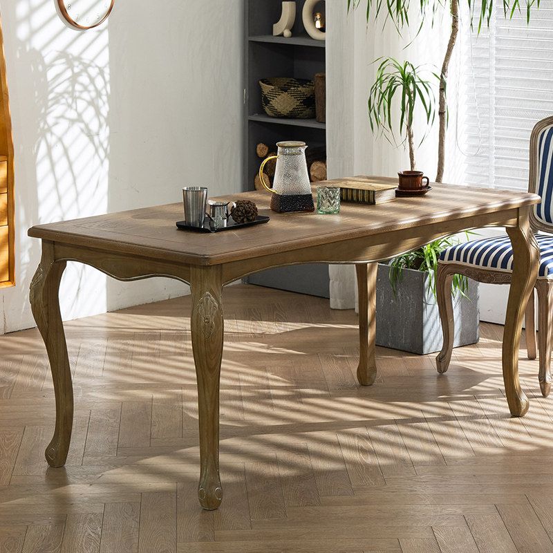 法式餐桌欧式雕花复古长桌做旧实木家具服装店美容院实木餐桌