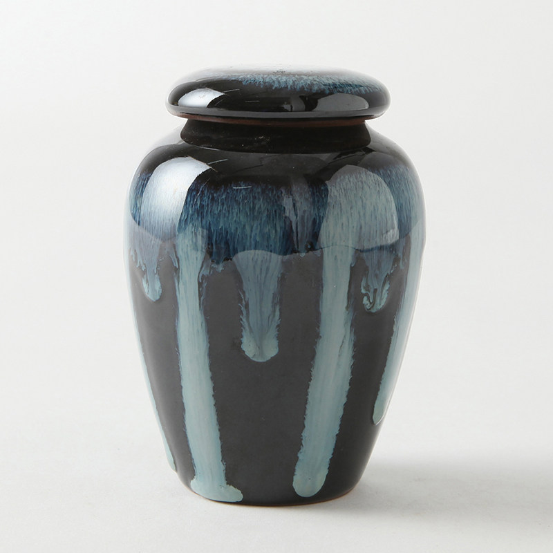 紫砂茶叶罐陶瓷罐子粗陶密封迷你小号茶储窑变茶叶罐