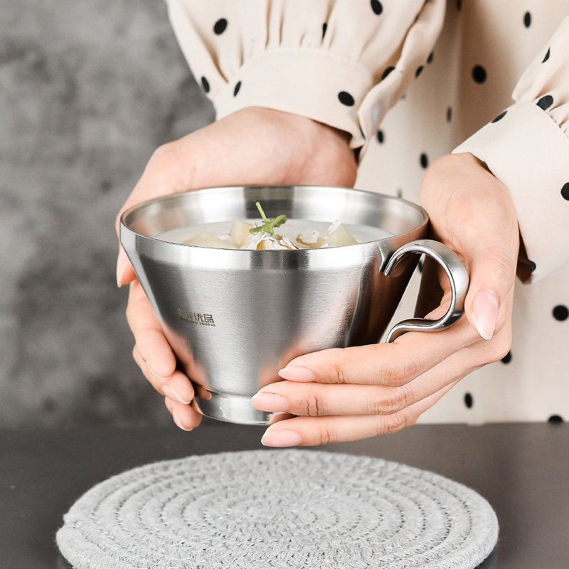 创意不锈钢点心杯学生水杯马克杯牛奶杯潮流咖啡杯双层防烫杯子