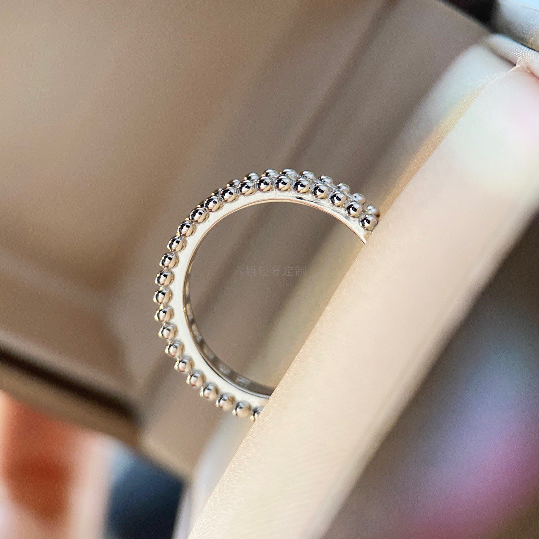 珠边排钻戒指纯银镀金情侣叠戴一圈钻石食指戒女日韩轻奢
