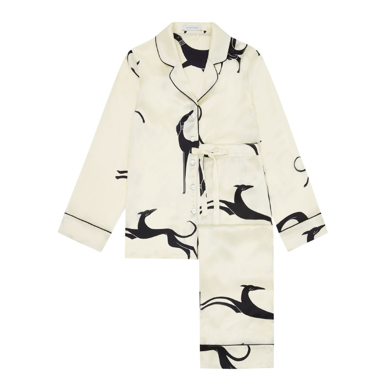 olivia ovh睡衣 von 黑白春秋长袖 halle天狗印花真丝睡衣套装 - 爱购