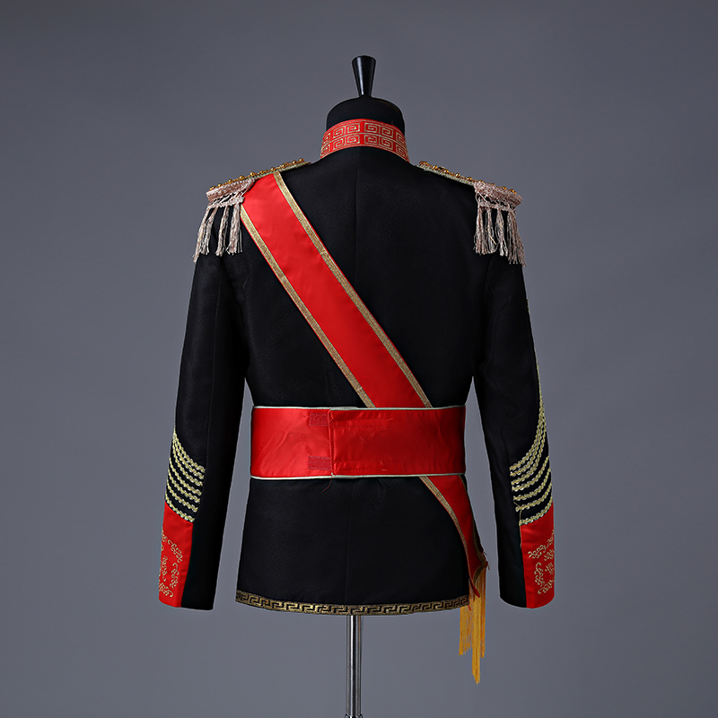 欧洲宫廷军礼礼服大帅演出服表演黑白欧式舞台儿童演出服