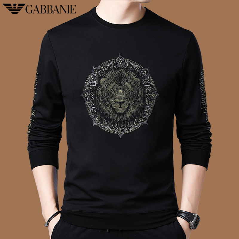 2021秋冬季时尚圆领卫衣男士打底衫加绒加厚t恤男长袖加大码上衣