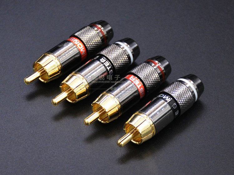 美国怪兽镀金焊接rca莲花插头音频信号线端子端子