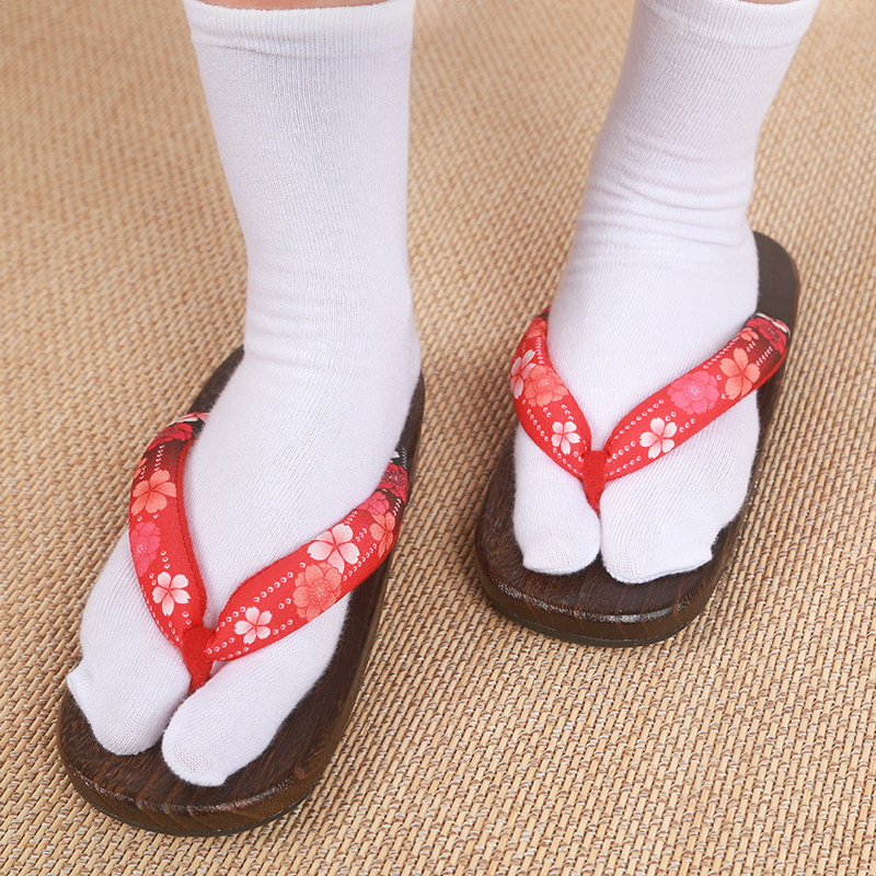 桔子点点日本和服配件二趾二齿木屐袜子中筒袜
