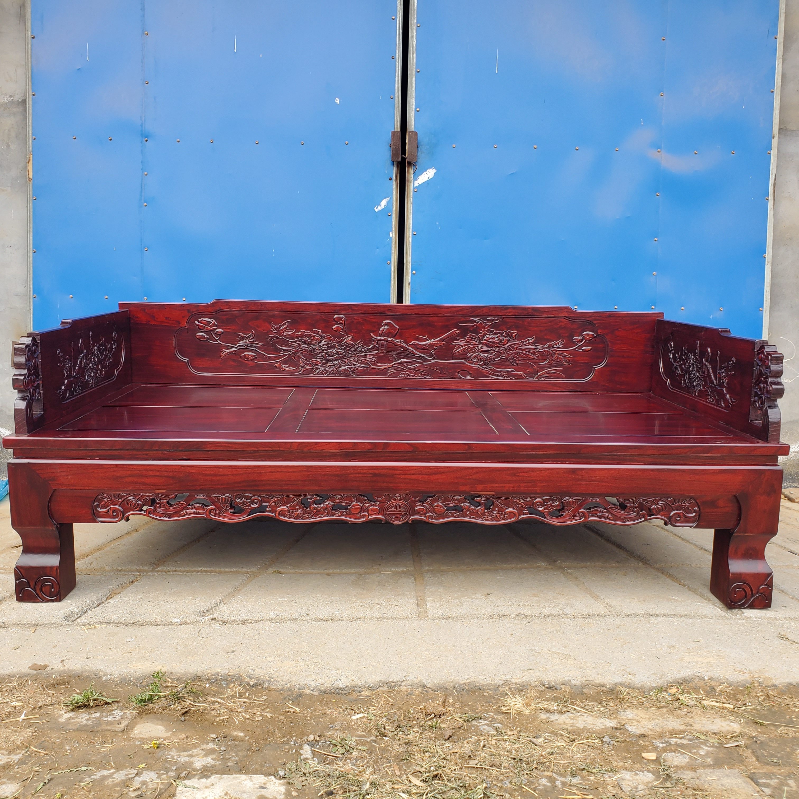 北方老榆木罗汉床白茬白坯实木床仿古床客厅沙发床新中式床家具